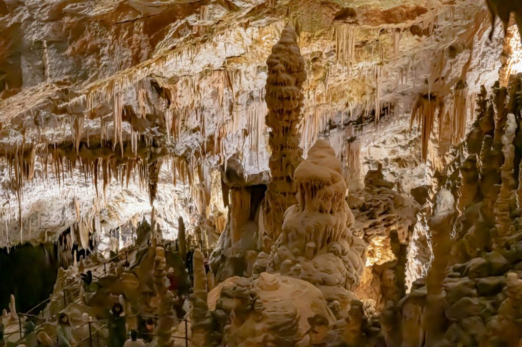 Explore the awe-inspiring stalactites and stalagmites within Postojna Cave, Slovenia.